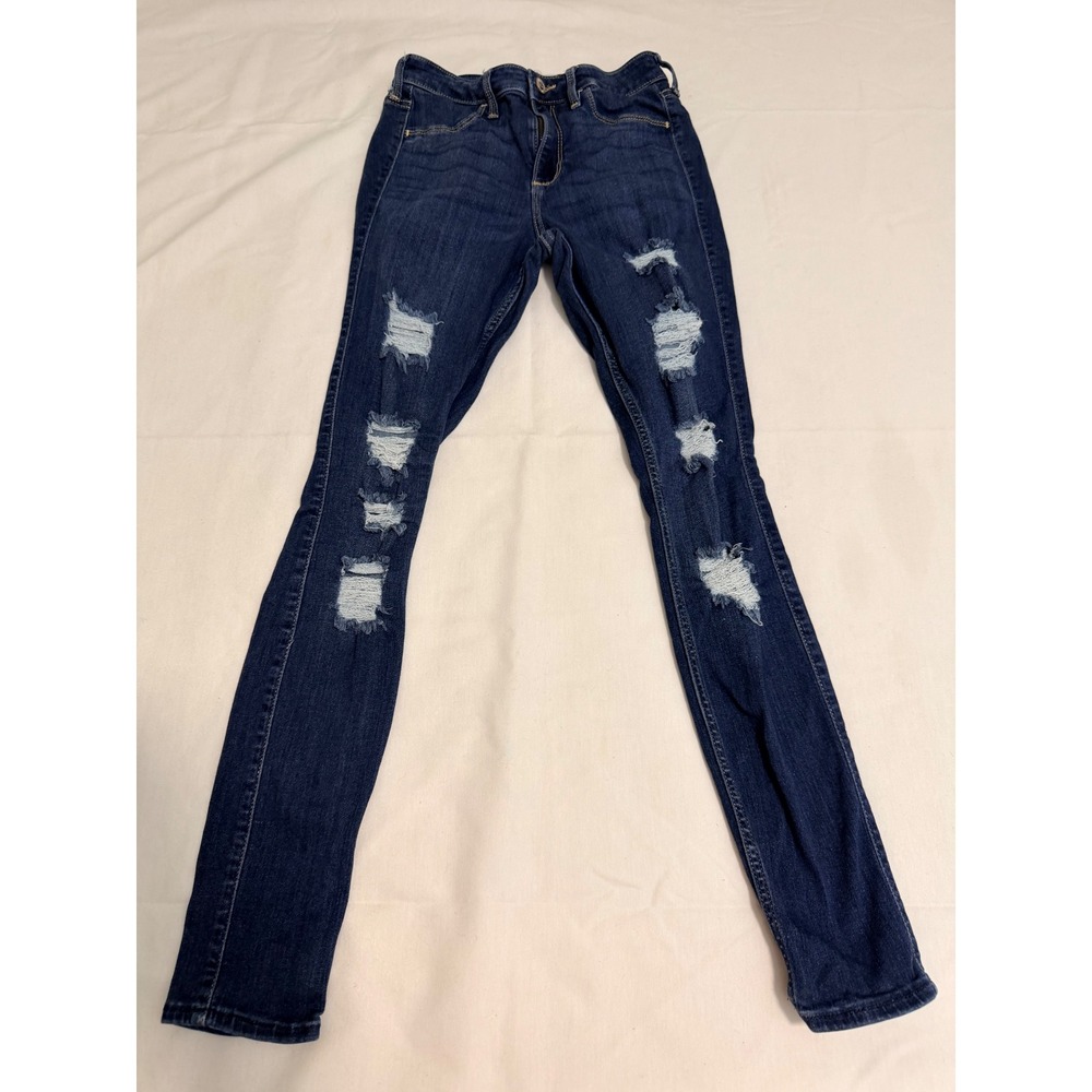 Hollister Curvy High-Rise Jean Jeggings Dark Wash Distressed 3R W26 L28